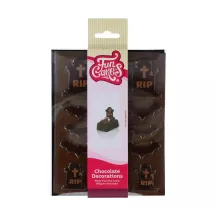 Décorations en chocolat Halloween cimetière – 14 pierres tombales et chauves-souris comestibles pour torte et cupcake | Cakelici