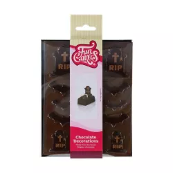 Décorations en chocolat Halloween cimetière – 14 pierres tombales et chauves-souris comestibles pour torte et cupcake | Cakelici