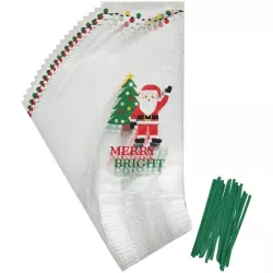 Sachet transparent Père Noël – 20 sachets transparents avec motif de Noël | Cakelicious