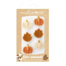 Marzipan Herbstdekoration – essbare Kürbisse und Blätter