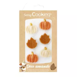 Marzipan Herbstdekoration – essbare Kürbisse und Blätter