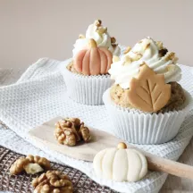 Marzipan Herbstdekoration – essbare Kürbisse und Blätter