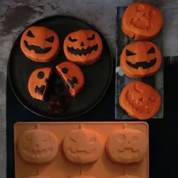 ScrapCooking Kürbis Silikonform 6 Mulden – Platinsilikon, Halloween