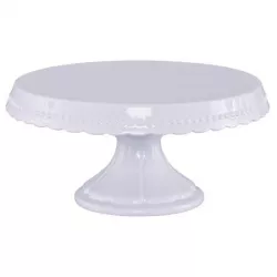 Piatto per torta vintage bianco Ø 23 cm - Ceramica, piede 12 cm
