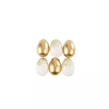 6 Œufs de Pâques blancs et dorés