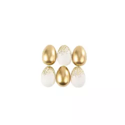 6 White and golden Easter eggs