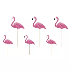6 Cake Topper "Flamant rose"