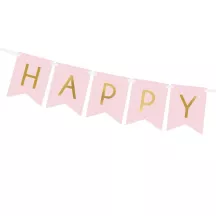 Ghirlanda Buon Compleanno - rosa e oro