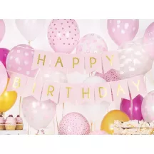 Ghirlanda Buon Compleanno - rosa e oro