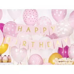 Ghirlanda Buon Compleanno - rosa e oro