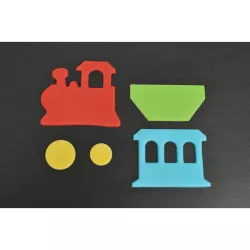 Ausstecherset Lokomotive und Wagons mit Prägestempel