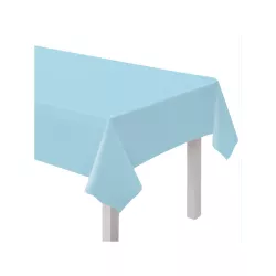 Light blue plastic tablecloth