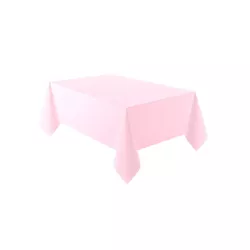Pink plastic tablecloth