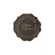 16 Schwarze Servietten "Bonne Année"