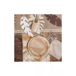 8 Plates kraft with golden palm tree