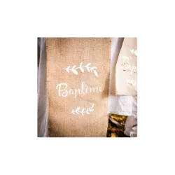 Jute table runner "Baptême"
