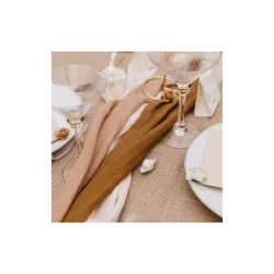 Sand coloured muslin table runner