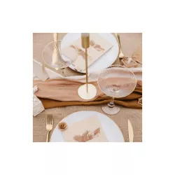 Sand coloured muslin table runner