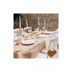 Sand coloured muslin table runner