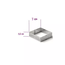 High perforated tart square 3.5cm high - Square mold: 7 x 7