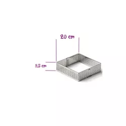 High perforated tart square 3.5cm high - Square mold: 20 x 20