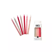 16 Bougies pailletées mix rose et blanc