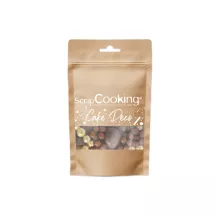Goldene und braune Perlenmischung aus Zucker und Milchschokolade