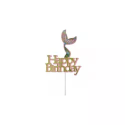 Cake Topper Mermaid tail "Happy Birthday"
