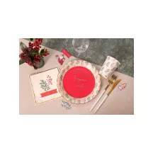 10 Christmas holly napkins "Joyeux Noël"