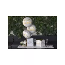 White and golden foil balloon "Happy Birthday"