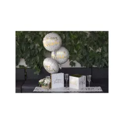 White and golden foil balloon "Happy Birthday"