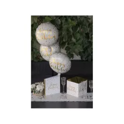 White and golden foil balloon "Happy Birthday"