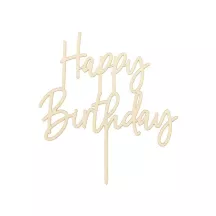 "Cake topper in legno "Happy Birthday