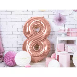 Palloncino color oro rosa, numero 8 – 86 cm