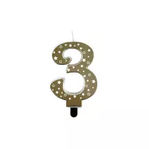 Gold star candle - Number: 3