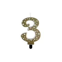 Gold star candle - Number: 3