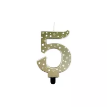 Bougie étoiles dorées - Chiffre: 5