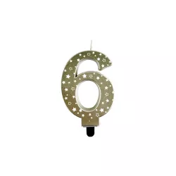 Bougie étoiles dorées - Chiffre: 6