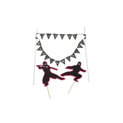 Cake toppers Ninja "Joyeux anniversaire" nero