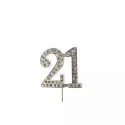 Topper numerico con diamante - Numero: 21