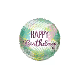 Foil balloon pink tropical leaves "Happy Birthday"