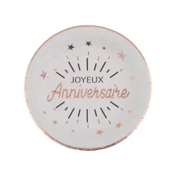 10 Assiettes rose gold "Joyeux anniversaire" en carton