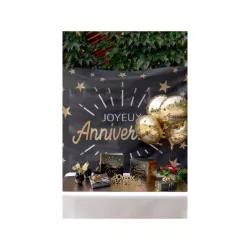 Ballon doré "Joyeux Anniversaire" en aluminium