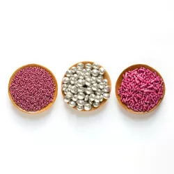 Set di decorazioni di zucchero rosa e argento