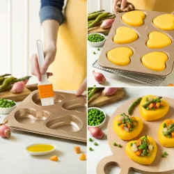 Moule à pâtisserie en métal 6 cœurs pour de délicieux mini-gâteaux et amuse-bouches salés
