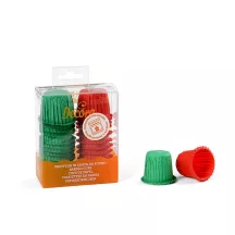 35 rote und grüne Mini Rüschen Cupcake-Förmchen