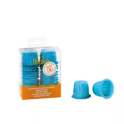 35 mini contenitori per cupcake a volant di colore azzurro
