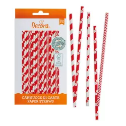 Pappstrohhalme rot und weiss