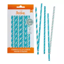 Pailles en carton "Bleu & blanc"