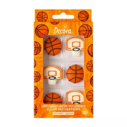 6 Decos "Balls and Basketball nets" in sugar